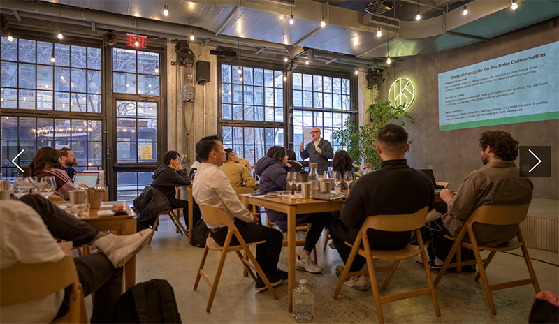 A Sake Server Certification class in session at the Sake Studies Center